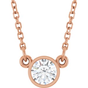 Collier solitaire en or rose 14 carats avec diamant naturel de 0,25 carat (18 pouces)