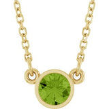 Collier solitaire en péridot naturel jaune 14 carats, 40 cm (16 pouces).