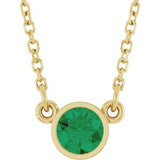 Collier solitaire en émeraude jaune 14 carats de laboratoire, 40 cm (16 pouces).