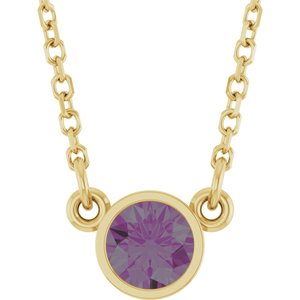 Collier solitaire en alexandrite jaune 14 carats de laboratoire, 40 cm (16 pouces).