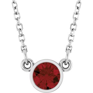Collier solitaire en grenat naturel blanc du Mozambique 14 carats, 40 cm (16 pouces).