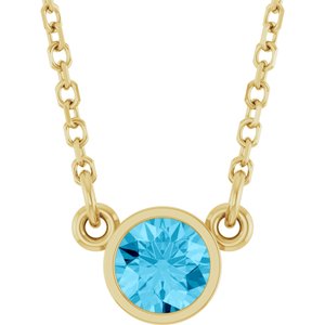 Collier solitaire en aigue-marine naturelle jaune 14 carats, 40 cm (16 pouces).