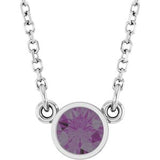 Collier solitaire en alexandrite blanche 14 carats de laboratoire, 40 cm (16 pouces).