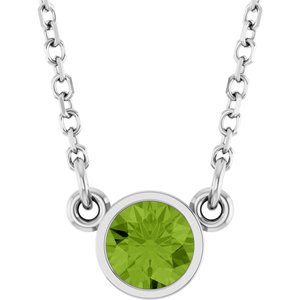 Collier solitaire en argent sterling rhodié avec imitation péridot, 40 cm