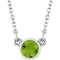 Collier solitaire en argent sterling rhodié avec imitation péridot, 40 cm
