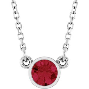 Collier solitaire en rubis naturel blanc 14 carats, 40 cm (16 pouces).