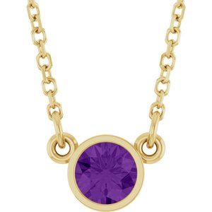 Collier solitaire en améthyste naturelle jaune 14 carats, 40 cm (16 pouces).