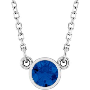 Collier solitaire en saphir bleu naturel blanc 14 carats, 40 cm (16 pouces).