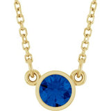 Collier solitaire en saphir bleu naturel jaune 14 carats, 40 cm (16 pouces).