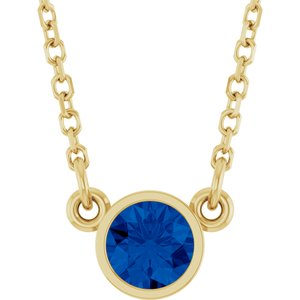Collier solitaire en saphir bleu naturel jaune 14 carats, 40 cm (16 pouces).