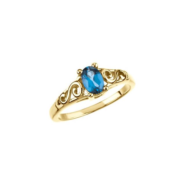 Bague en or jaune 14 carats avec imitation de pierre de naissance de décembre