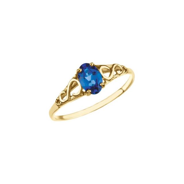Bague en or jaune 14 carats avec imitation de pierre de naissance de septembre