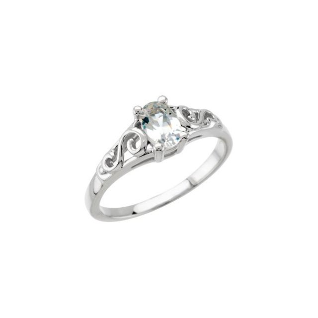 Bague de naissance d'avril en or 14 carats avec imitation de pierre de naissance
