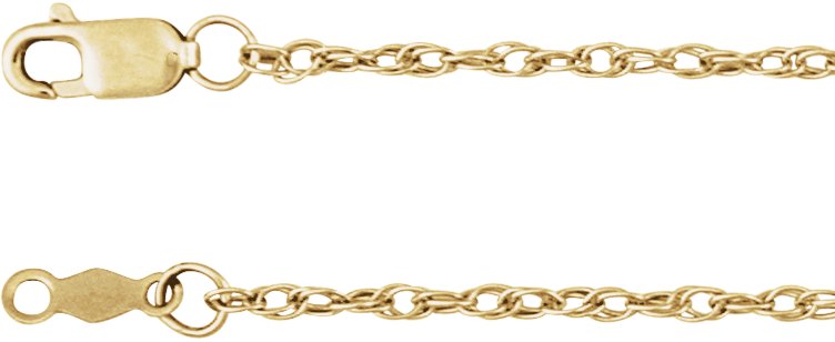 14K Yellow Gold 1.5 mm Rope 18" Chain