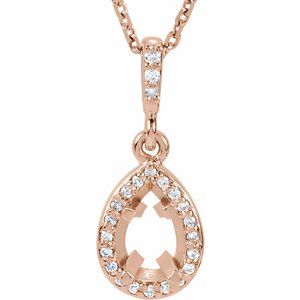 Collier semi-serti en or rose 14 carats avec diamants naturels en forme de poire de 6 x 4 mm (0,06 carat au total).