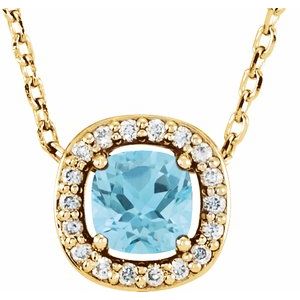 Collier de 40 cm (16 pouces) en or jaune 14 carats, topaze bleu ciel naturelle et diamants naturels (0,04 carat au total).