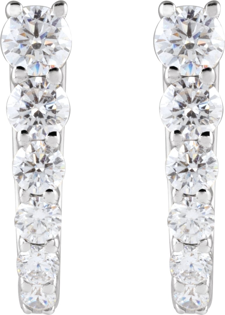 14K White Gold 1/2 CTW Lab-Grown Diamond 12.95 mm Hoop Earrings