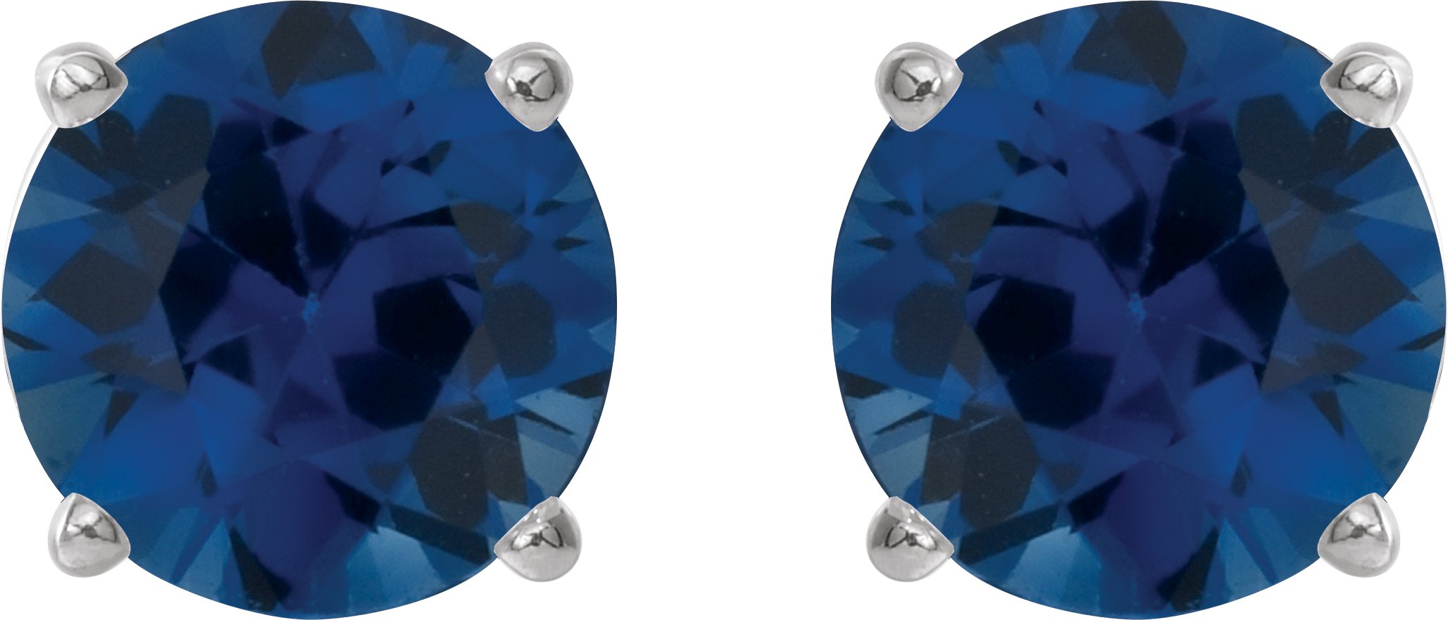 14K White Gold 5 mm Lab-Grown Blue Sapphire Earrings