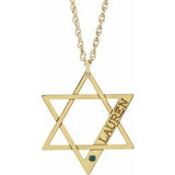 Collier personnalisé en argent sterling plaqué or jaune 14 carats avec étoile de David en alexandrite d'imitation, 45,7 cm (18 pouces).