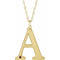 Collier en or jaune 10 carats avec grenat du Mozambique imitation gravable, initiale A, 45,7 cm (18 pouces).