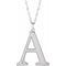 Collier en argent sterling rhodié avec initiale A en imitation diamant, 45,7 cm (18 pouces).