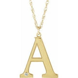 Collier en or jaune 10 carats avec initiale A en diamant d'imitation gravable, 45,7 cm (18 pouces).
