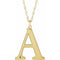 Collier en argent sterling plaqué or jaune 14 carats avec initiale A en péridot d'imitation gravable (45,7 cm)