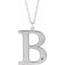 Collier en argent sterling rhodié avec initiale B en imitation aigue-marine, 45,7 cm (18 pouces), personnalisable avec gravure.