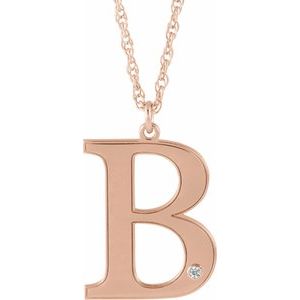 Collier en or rose 14 carats avec initiale B en diamant d'imitation gravable, 45,7 cm (18 pouces).