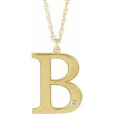 Collier 18 pouces en or jaune 10 carats avec initiale B en diamant d'imitation gravable, 18 pouces
