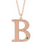 Collier en argent sterling plaqué or rose 14 carats avec initiale B en émeraude d'imitation gravable, 45,7 cm (18 pouces).
