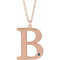 Collier en or rose 14 carats avec initiale B en imitation alexandrite gravable, 45,7 cm (18 pouces).