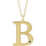 Collier en or jaune 10 carats avec initiale B en imitation alexandrite gravable, 45,7 cm (18 pouces).