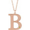 Collier en argent sterling plaqué or rose 14 carats avec initiale B en péridot imitation gravable, 45,7 cm (18 pouces).