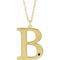 Collier en or jaune 10 carats avec initiale B en saphir bleu d'imitation gravable, 45,7 cm (18 pouces).