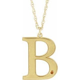 Collier en or jaune 14 carats avec imitation citrine gravable initiale B, 45,7 cm (18 pouces).