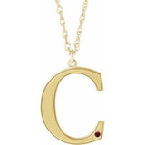 Collier en or jaune 10 carats avec grenat du Mozambique imitation, gravable, initiale C, 45,7 cm (18 pouces).