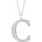 Collier 18 pouces en or blanc 10 carats avec initiale C en diamant d'imitation gravable (18 pouces).