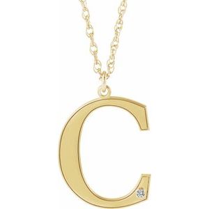 Collier en or jaune 14 carats avec initiale C en diamant d'imitation gravable, 45,7 cm (18 pouces).