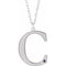 Collier en argent sterling rhodié avec initiale C en imitation alexandrite gravable, 45,7 cm (18 pouces).