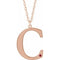 Collier en or rose 14 carats avec initiale C en rubis d'imitation gravable, 45,7 cm (18 pouces).
