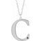 Collier en or blanc 10 carats avec initiale C en péridot imitation gravable, 45,7 cm (18 pouces).