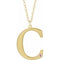 Collier en or jaune 10 carats avec initiale C en tourmaline rose d'imitation gravable, 45,7 cm (18 pouces).