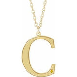 Collier en or jaune 10 carats avec imitation citrine gravable initiale C, 45,7 cm (18 pouces).