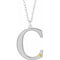 Collier en or blanc 10 carats avec imitation citrine gravable initiale C, 45,7 cm (18 pouces).