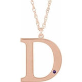 Collier en or rose 14 carats avec initiale D en améthyste d'imitation gravable, 45,7 cm (18 pouces).