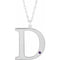 Collier en or blanc 10 carats avec initiale D et améthyste d'imitation gravable, 45,7 cm (18 pouces).