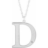 Collier 18 pouces (45,7 cm) en or blanc 10 carats avec initiale D en diamant d'imitation gravable (possibilité de gravure)