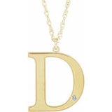 Collier en argent sterling plaqué or jaune 14 carats avec initiale D en diamant d'imitation gravable, 45,7 cm (18 pouces).