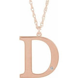 Collier en argent sterling plaqué or rose 14 carats avec initiale D en diamant d'imitation gravable, 45,7 cm (18 pouces).